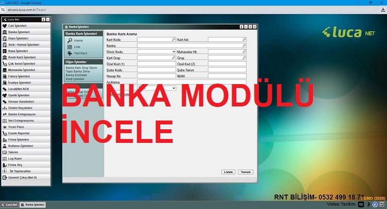 Banka modülünü incele