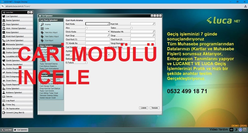 cari modülünü incele