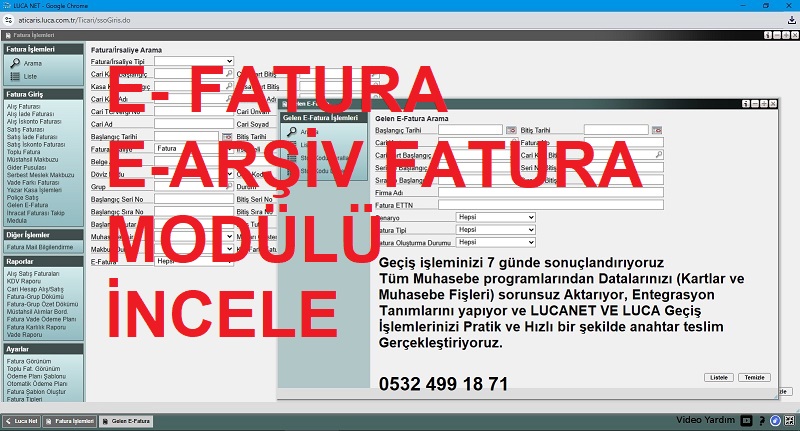 e-fatura modülünü incele