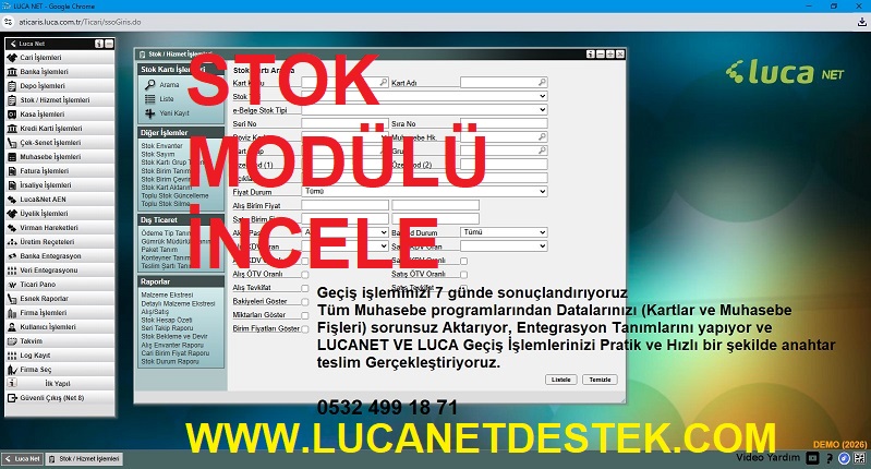 stok modülünü incele